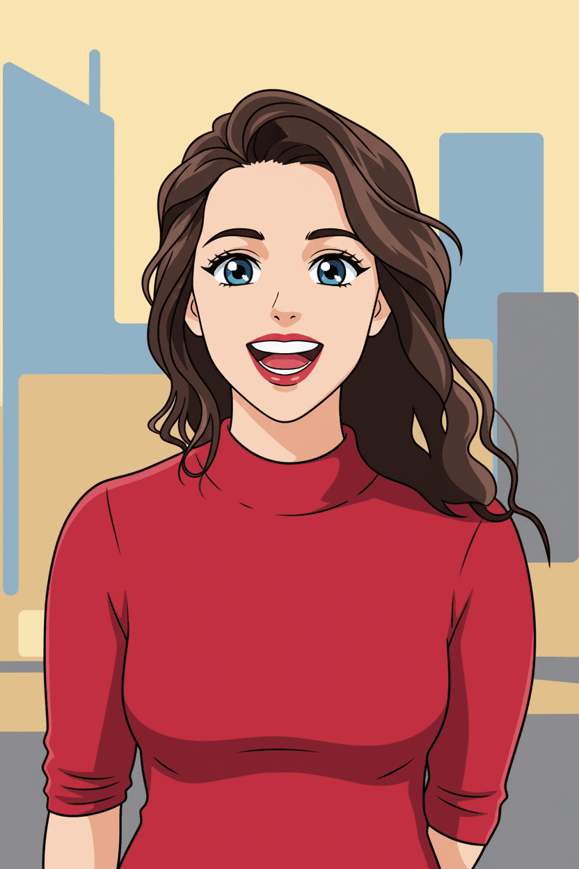 Beautiful young woman anime portrait with expressive eyes